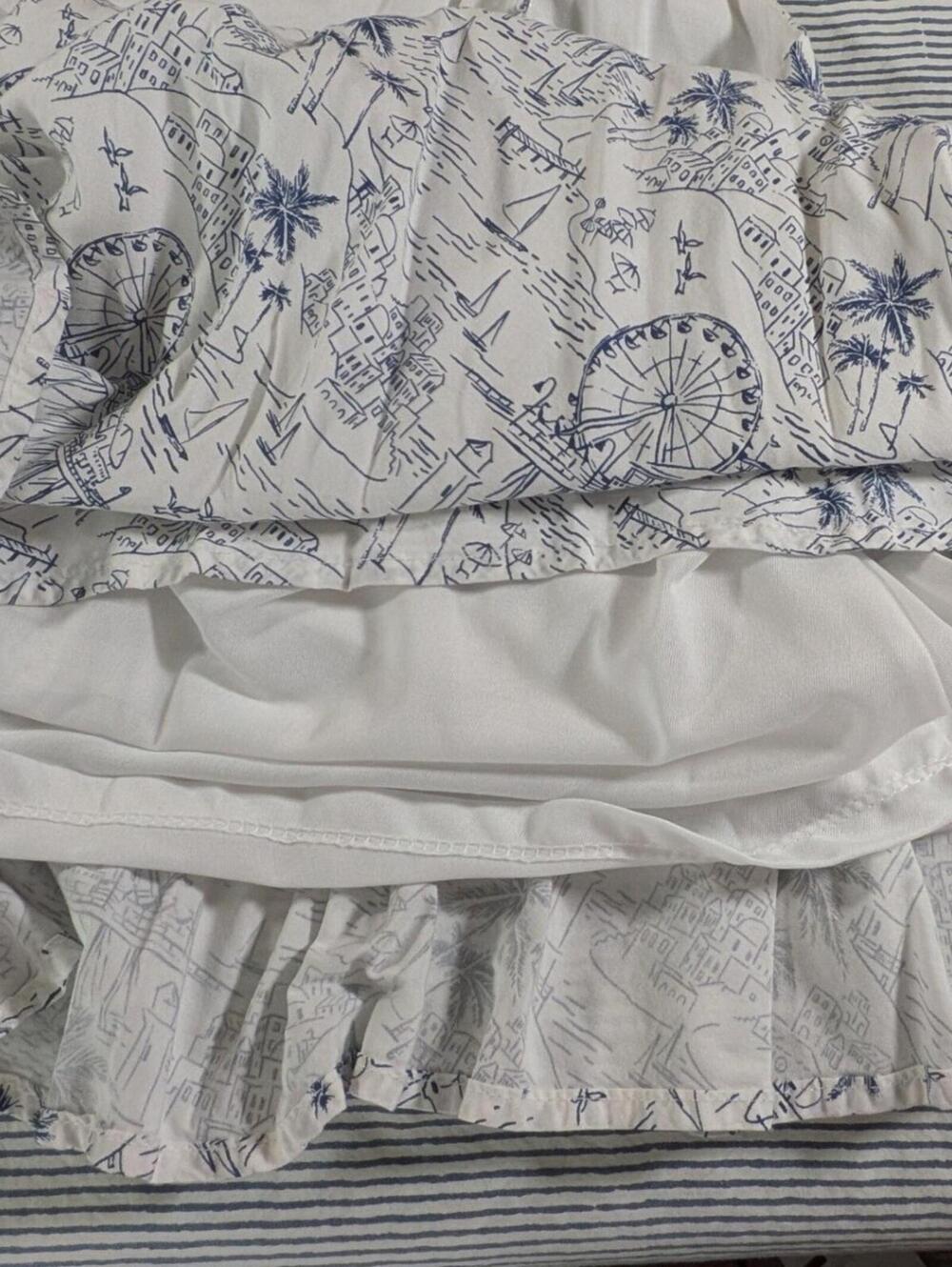 Old Navy $59 Large Blue White Coastal Toile Print Cami Smocked Back Dress - Picture 4 of 14